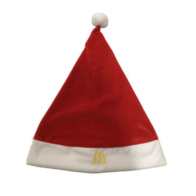 맥도날드 로고가 있는 0.4M 15.75in 레드 벨벳 산타와 화이트 크리스마스 모자