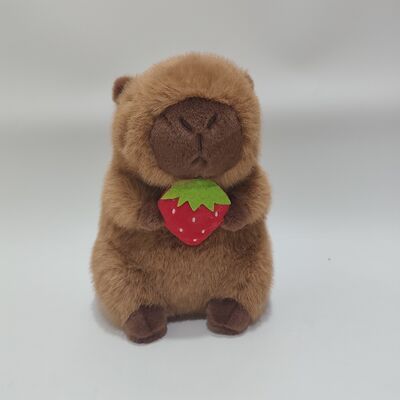 Interactive Feeding Capybara Plush Toy with Strawberry & Sound Effect
