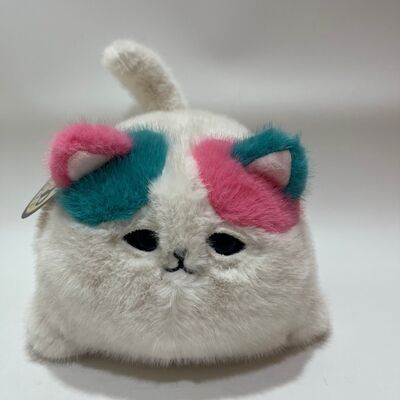 깜빡이는 야옹거리는 복슬복슬한 고양이 봉제 인형 귀여운 야옹거리는 인터랙티브 새끼 고양이 핑크 청록색 장모 스트레스 해소 동반자