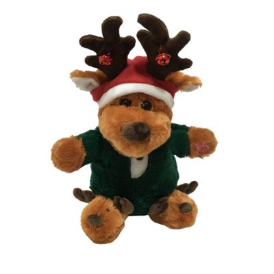 아이들 크리스마스 선물 웃긴 사슴 흔들리는 발과 노래하는 봉제 장난감 전자 장난감