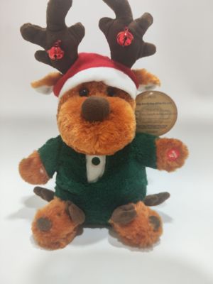아이들 크리스마스 선물 웃긴 사슴 흔들리는 발과 노래하는 봉제 장난감 전자 장난감
