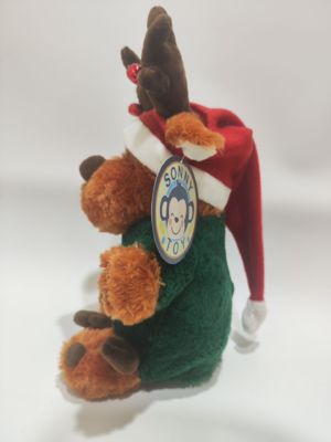 아이들 크리스마스 선물 웃긴 사슴 흔들리는 발과 노래하는 봉제 장난감 전자 장난감