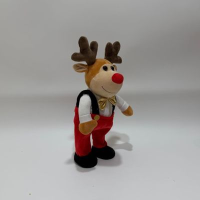 노래하고 춤추는 크리스마스 산타와 사슴