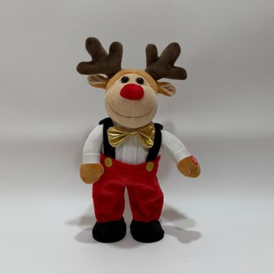 노래하고 춤추는 크리스마스 산타와 사슴