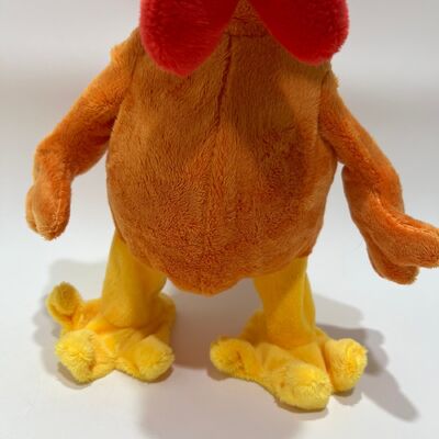 목을 당기면 소리 나고 노래하며 춤추는 노란색 장발 닭 봉제 인형, 재미있는 수탉 인형, 상호작용 스트레스 해소 장난감