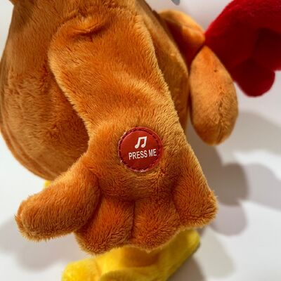 목을 당기면 소리 나고 노래하며 춤추는 노란색 장발 닭 봉제 인형, 재미있는 수탉 인형, 상호작용 스트레스 해소 장난감