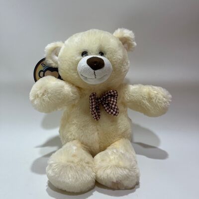 노래 & 박수 크림 테디 베어 플러시 장난감 인터랙티브 음악 베어 클래식 플레이드 Bowtie stuffed 동물