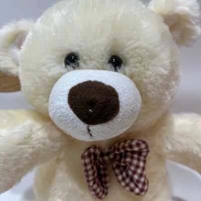 노래 & 박수 크림 테디 베어 플러시 장난감 인터랙티브 음악 베어 클래식 플레이드 Bowtie stuffed 동물