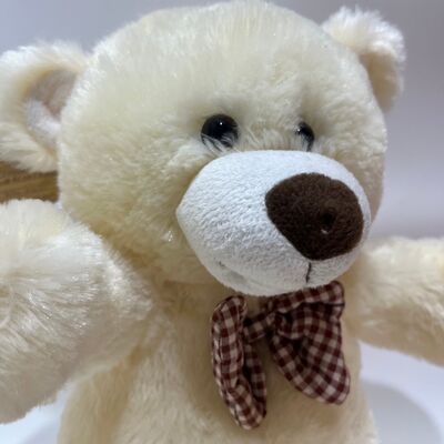 노래 & 박수 크림 테디 베어 플러시 장난감 인터랙티브 음악 베어 클래식 플레이드 Bowtie stuffed 동물
