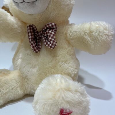 노래 & 박수 크림 테디 베어 플러시 장난감 인터랙티브 음악 베어 클래식 플레이드 Bowtie stuffed 동물