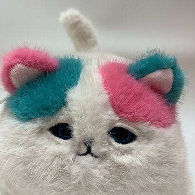 깜빡이는 야옹거리는 복슬복슬한 고양이 봉제 인형 귀여운 야옹거리는 인터랙티브 새끼 고양이 핑크 청록색 장모 스트레스 해소 동반자