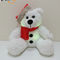 크리스마스는 산타 모자 아이들 선물 주도하는 곰 어린이들 호화로운 장난감으로 호화로운 곰을 밝혀 이르렀습니다